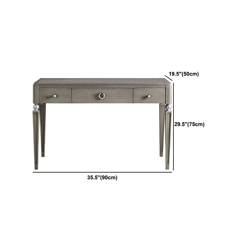 Traditional Mirrored Vanity Set Light Brown Solid Wood Dresser