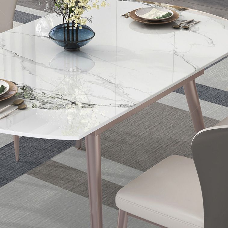 Metal Base Contemporary Dining Table Rectangle Stone Dining Table
