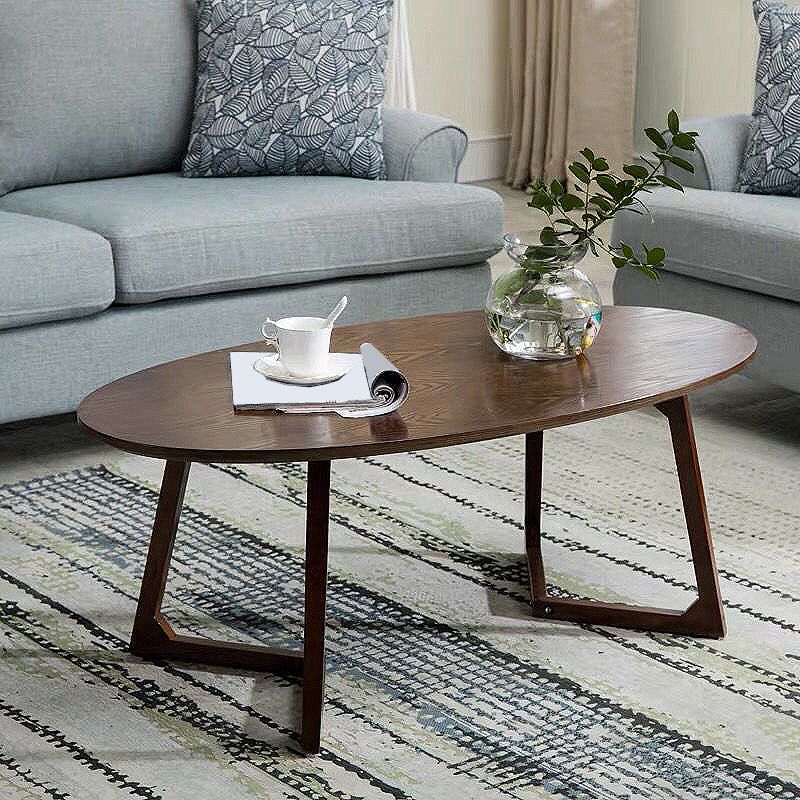 Sleigh-like Base Design Cocktail Table Wood/walnut/white Rubber Wood Coffee Table