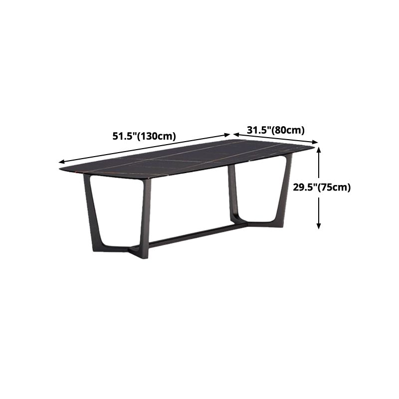 Industrial Black Table for Restaurant Rectangle Dining Table with Trestle Base