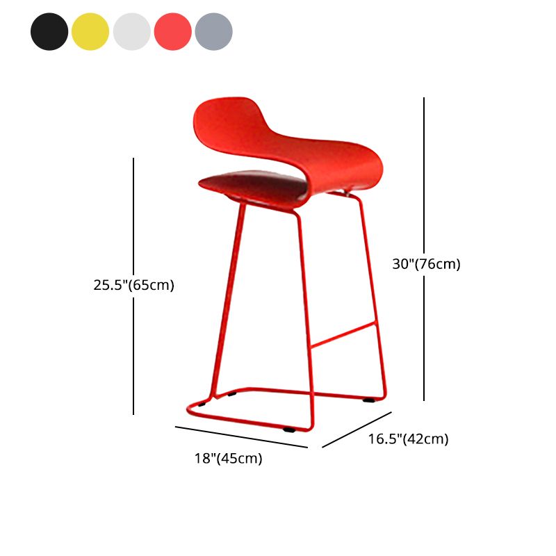 Nordic Stainless Steel Simple Barstool Low Back Indoor Tall Stool with Plastic Seat