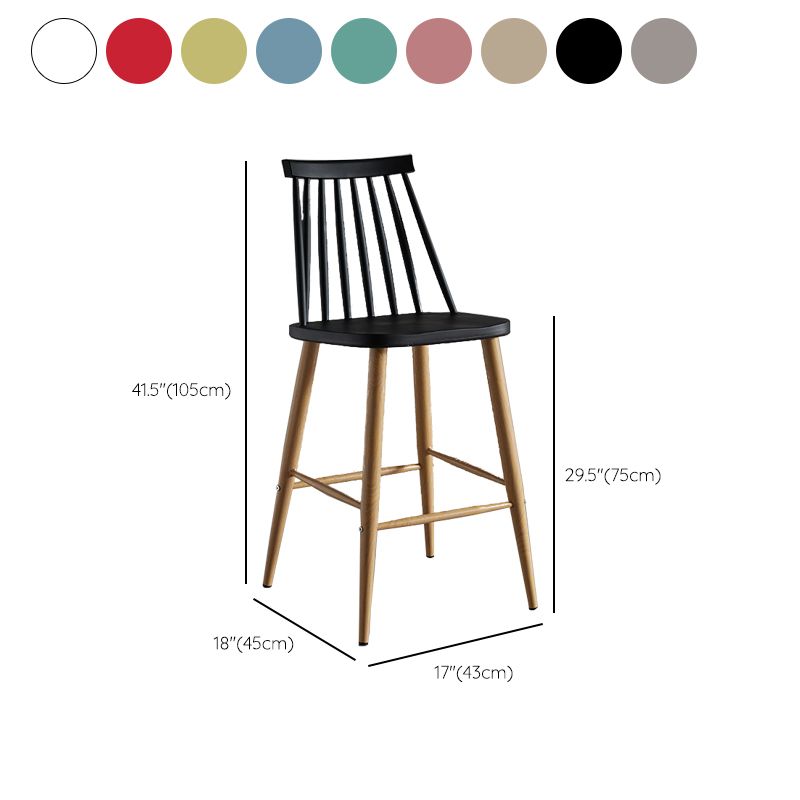 Nordic Plastic Bar-stool Square Seat Counter Bar Stool with Wood Legs