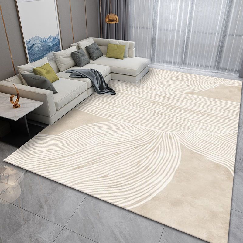 Brown Modern Rug Polyester Striped Indoor Rug Washable Rug for Drawing Room