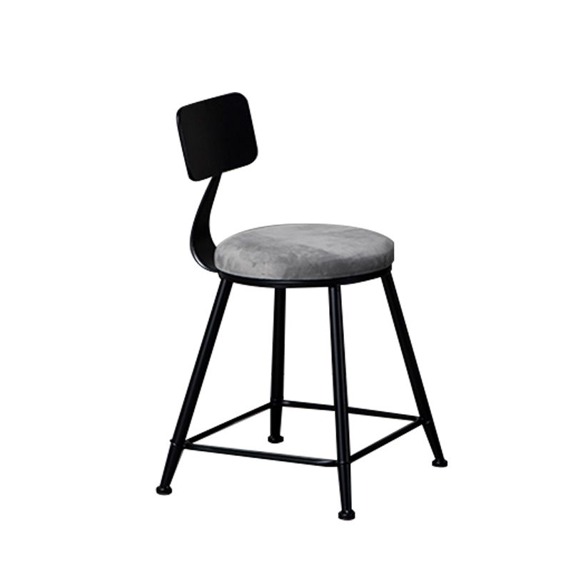 Industrial Gray Velvet Stools Metal Indoor Counter & Bar Stools