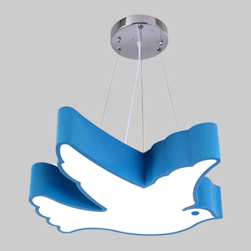 Contemporary LED Pendant Chandelier Blue/Green/Red Flying Bird Suspended Lighting Fixture with Acrylic Shade