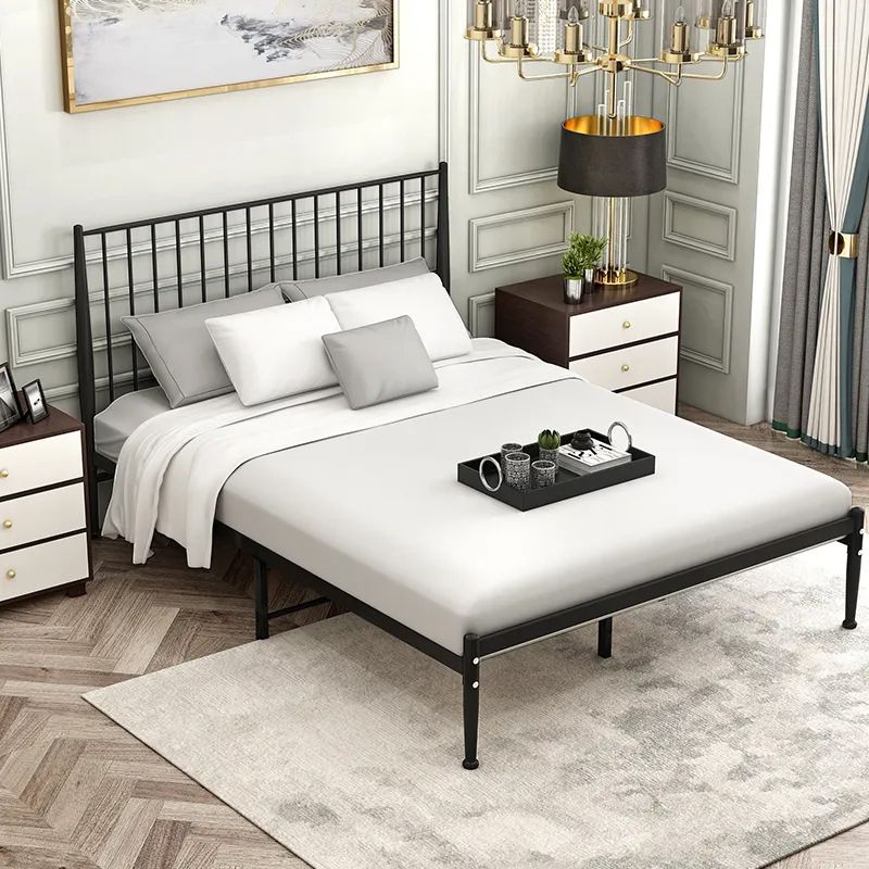 Industrial Slat Bed Rectangular Standard Bed with Custom Gold Leg