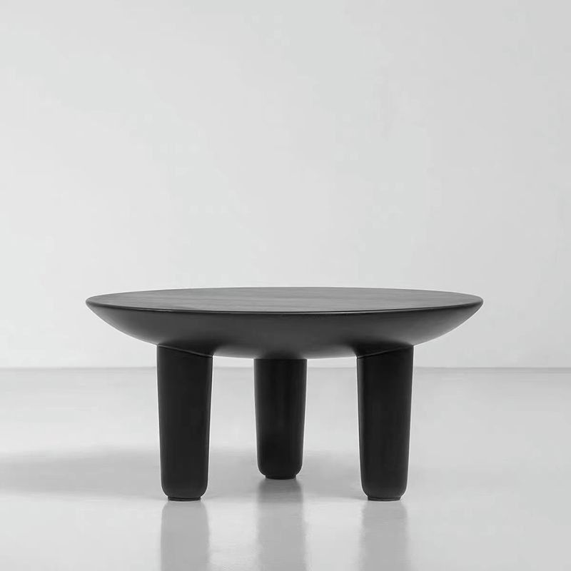 Black Finish Wood 3 Legs Cocktail Table 2-Piece Round Coffee Table Set