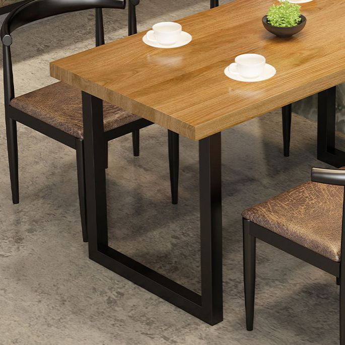 Industrial Style Solid Wood Dining Set with Traditional Height Table and Double Pedestal Base