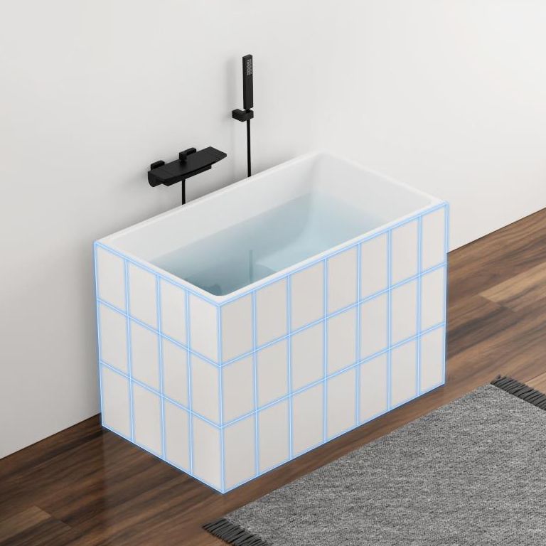 White Freestanding Bathtub Acrylic Soaking Rectangular Modern Bath