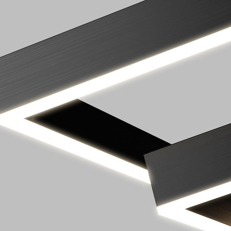 Modern Metal Chandelier Multi-Layer Square Chandelier Pendant Lamps in Black for Living Room