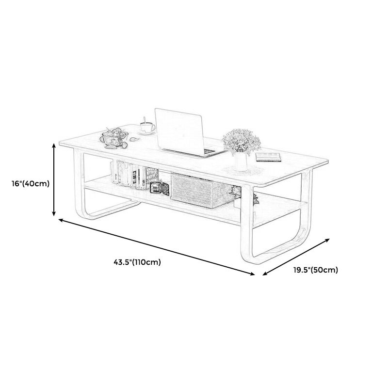 Modern Style Rectangular Wood-based Craft Blue/white/wood Coffee Table