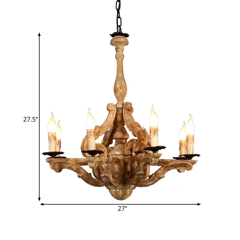 Lampe à lustre en bois de bougie en bois
