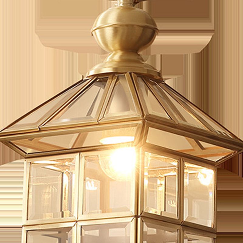 Clear Glass Gold Suspension Light House Shaped Single Simplicity Pendant Light Fixture for Corridor