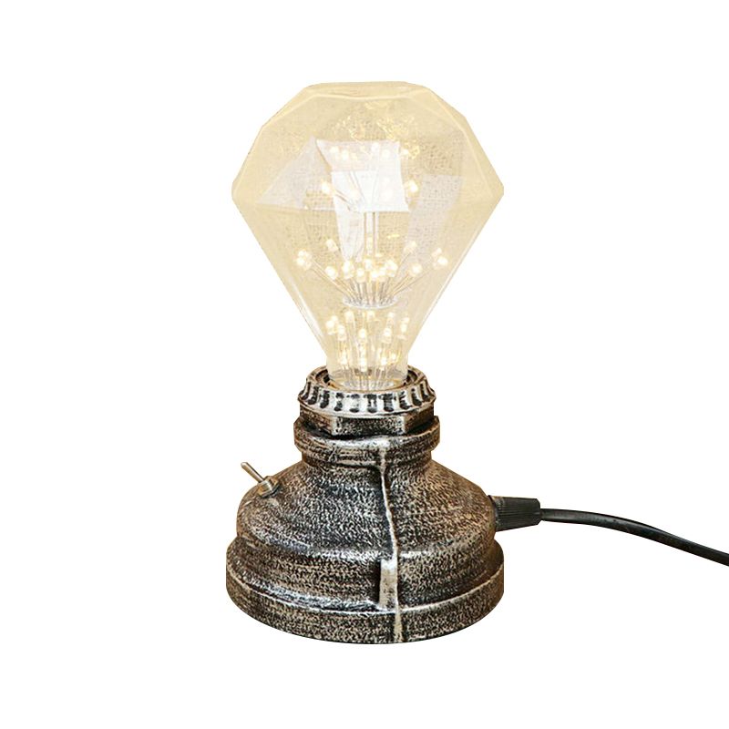 Bronze / vieilli en laiton 1 table de tête éclairage industriel fer forgé de bulbe de table debout lampe avec cordon plug-in