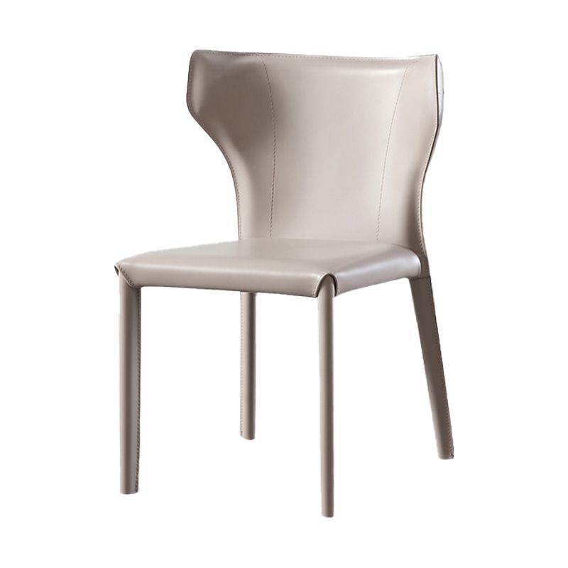 Chaise sans bras de salle à manger contemporaine en métal, chaises de salle à manger en cuir pour usage domestique