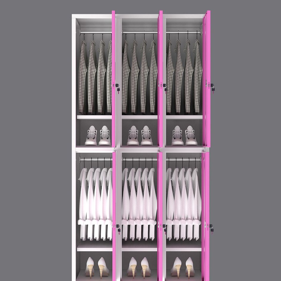 Contemporary Steel Wardrobe Armoire Hinged Storage Cabinet for Home