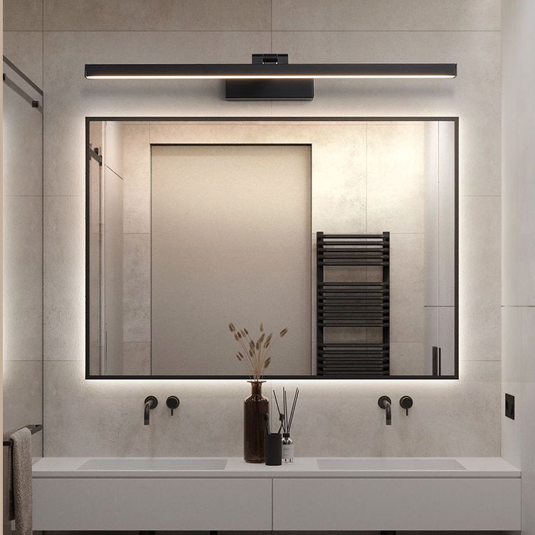 Moderna lampada da monte a parete lineare nero lampada da parete in metallo a 1 luce per bagno