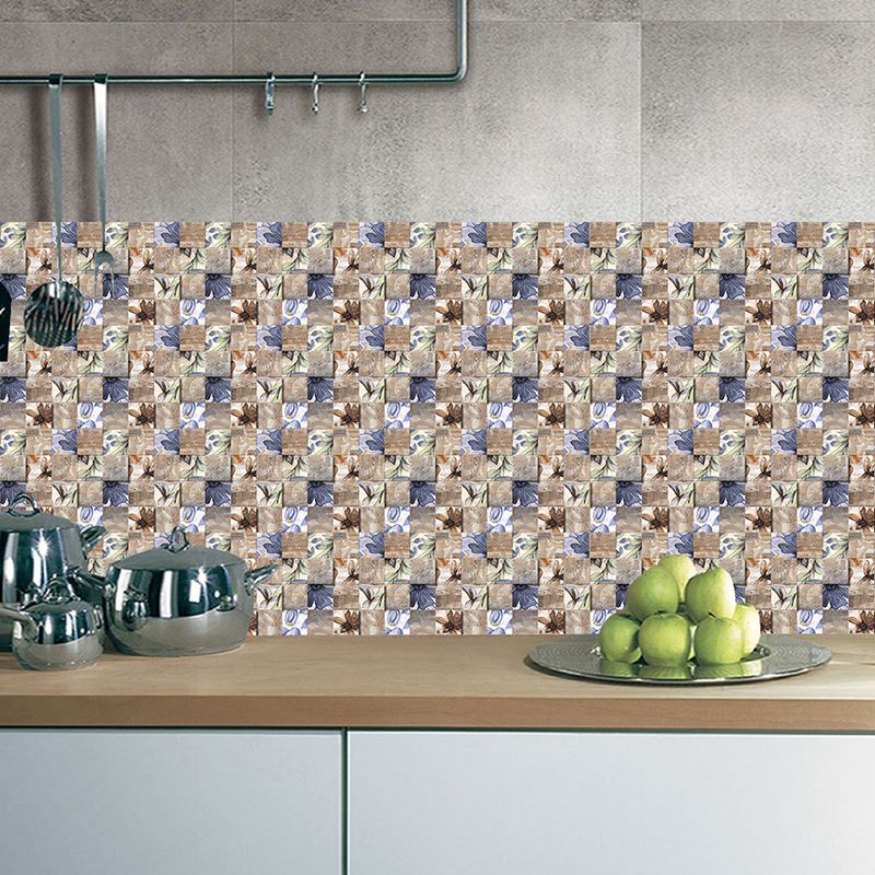 Removable Shattered Flower Wallpapers Countryside PVC Wall Decor, 5.8-sq ft, Blue-Brown