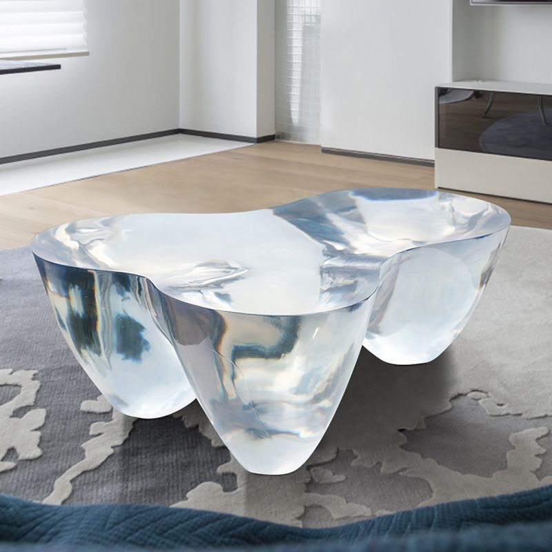 3 Legs Clear Contemporary Acrylic Single Coffee Cocktail Table