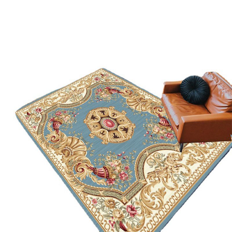 Rustic Rug Medallion Pattern Living Room Non-Slip Backing Polyster Rectangle Area Carpet