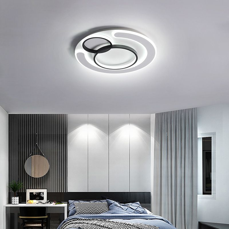 Thin Ring LED Flush Ceiling Light Simplicity Acrylic 3 Heads Flush Light in Integrated LED