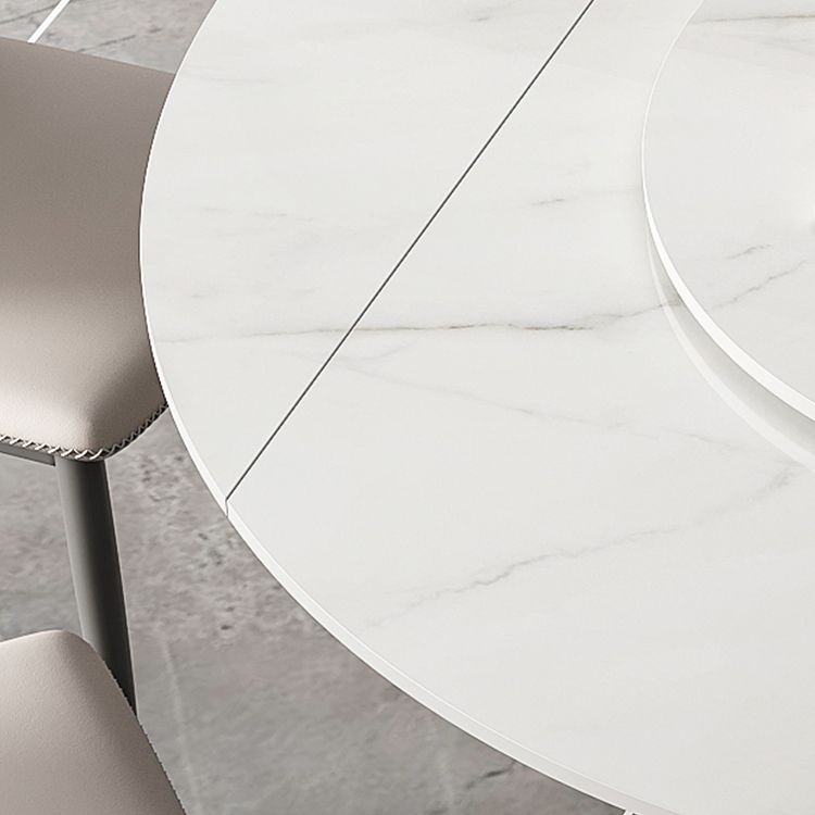 Metal and Slate Table Contemporary Style Home Retractable Round Dining Table