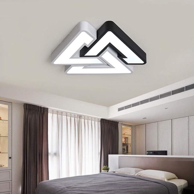 Multi-Triangle Bedroom Ceiling Mount Light Acrylique Simple Style LED Ceiling Lamp in Black and White