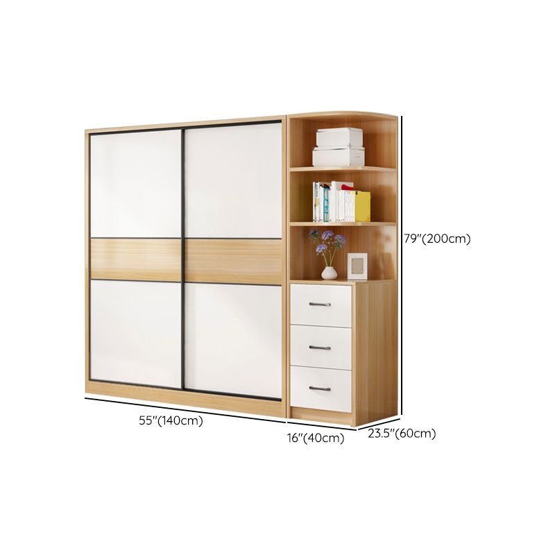 Artificial Wood Wardrobe Freestanding Wardrobe with Sliding Doors for Bedroom