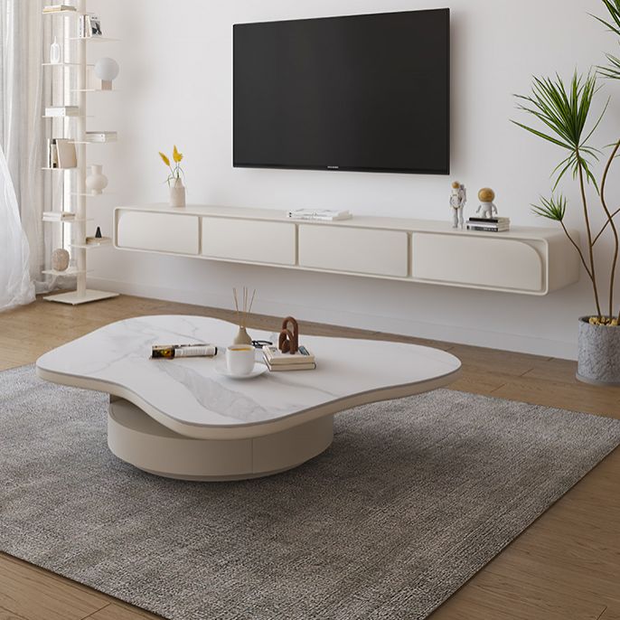 31" Wide Contemporary Coffee Table White Coffee Cocktail Table with Storage