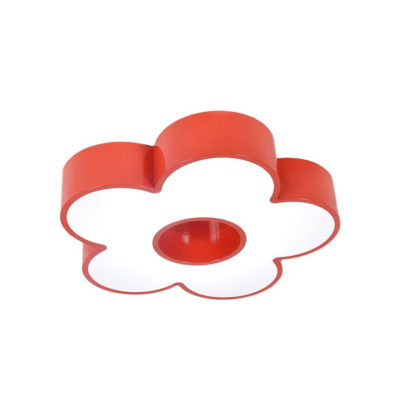 Acrylic Flower Flush Light Creative Red/Yellow/Blue Led Close to Ceiling Light for Kindergarten