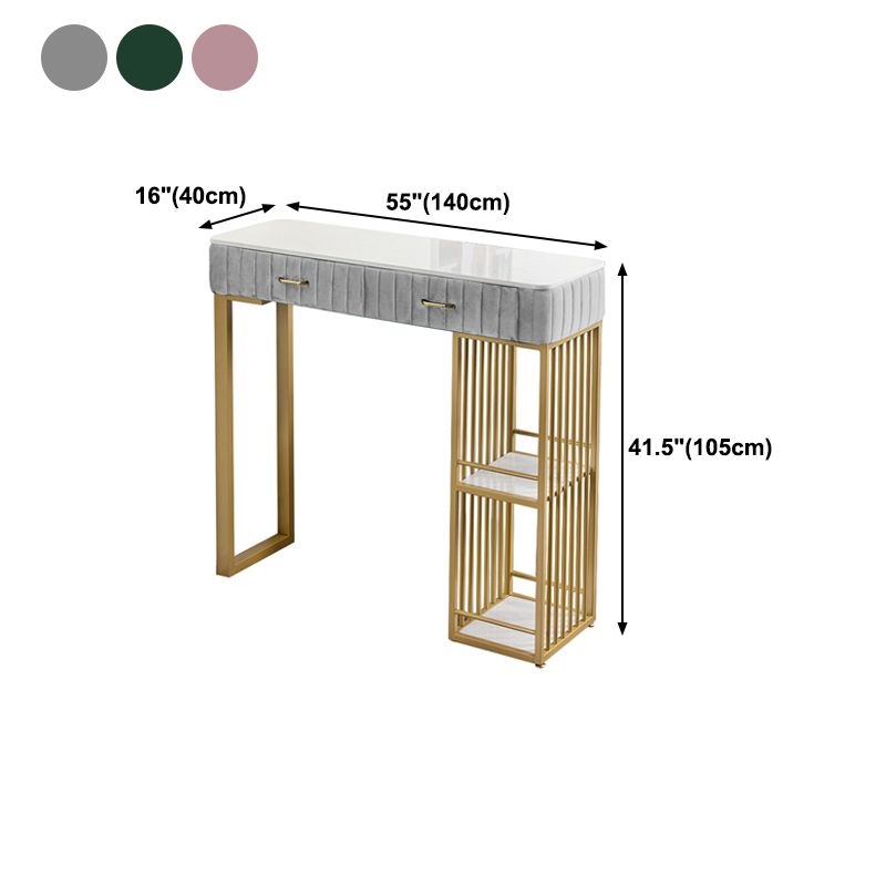 Glam Rectangle Indoor Bar Dining Table White Marble Bistro Table with Drawer