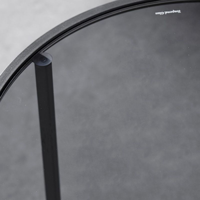 Contemporary Coffee Table Round Glass Top Cocktail Table with Storage