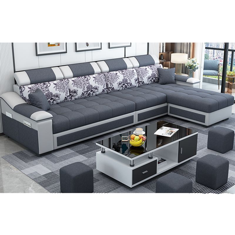 Contemporary Pillow Top Arm Reversible L-Shape Furniture Sectionals