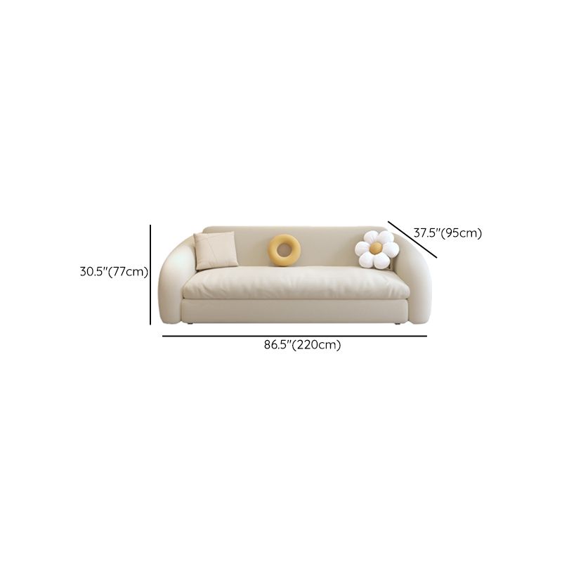37" Wide Scandinavian Sofa Futon White Upholstered Foldable Sleeper Sofa