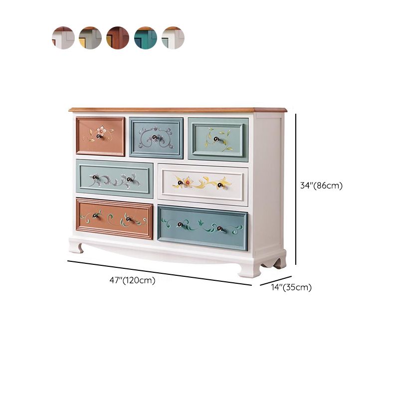 Coastal Dresser Solid Wood Storage Chest Dresser with Multi Drawers
