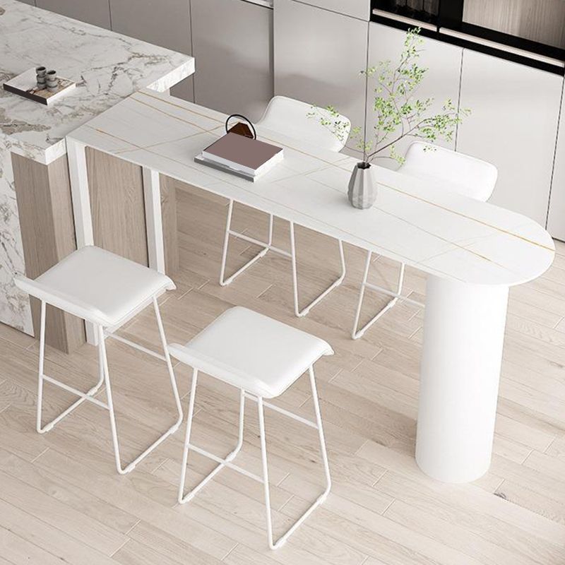 Faux Leather Armless Dining Stools Contemporary Bar Stools with Metal Base