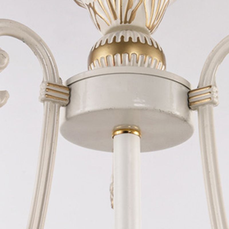 Stained Glass White and Gold Ceiling Chandelier Dome 3/5/9 Lights Tiffany Pendant Lighting