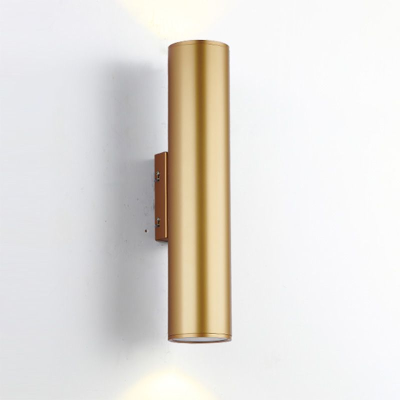 Cylinder Shape Wall Mount Lamp Modern Style Metal 2 Lights Sconce Lamp in Gold