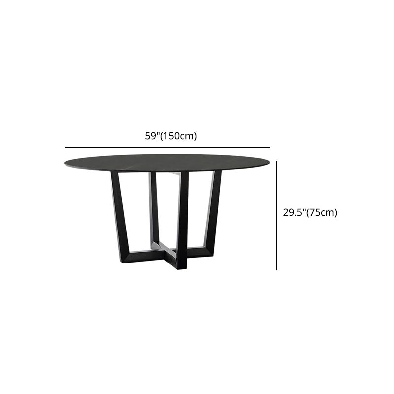 Round Dining Table Modern Sintered Top Stone Dining Table in Black