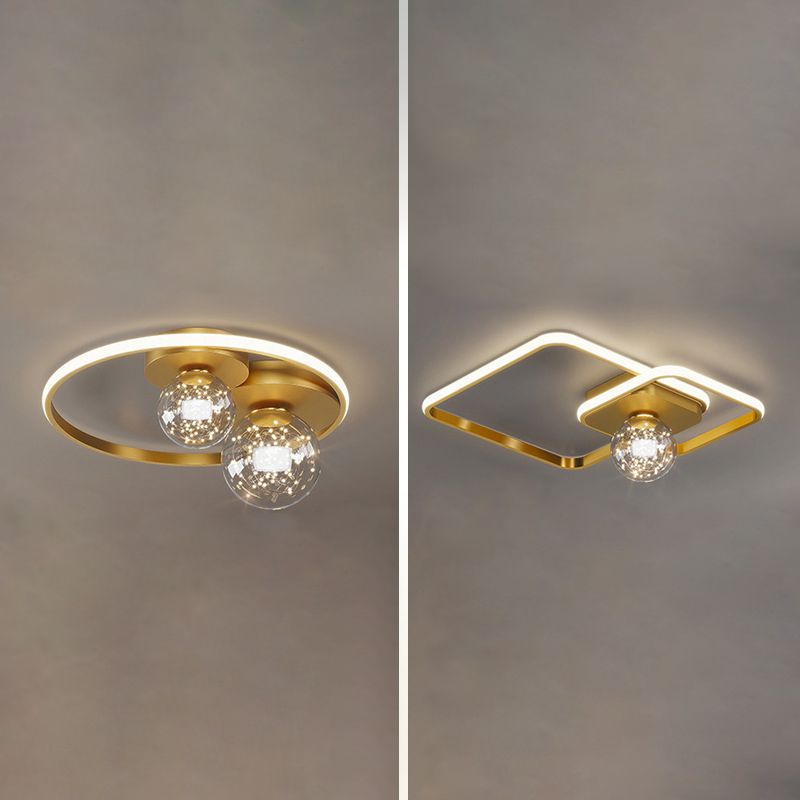 Luminaire de plafond encastré de style moderne à 3 lumières à abat-jour géométrique en or