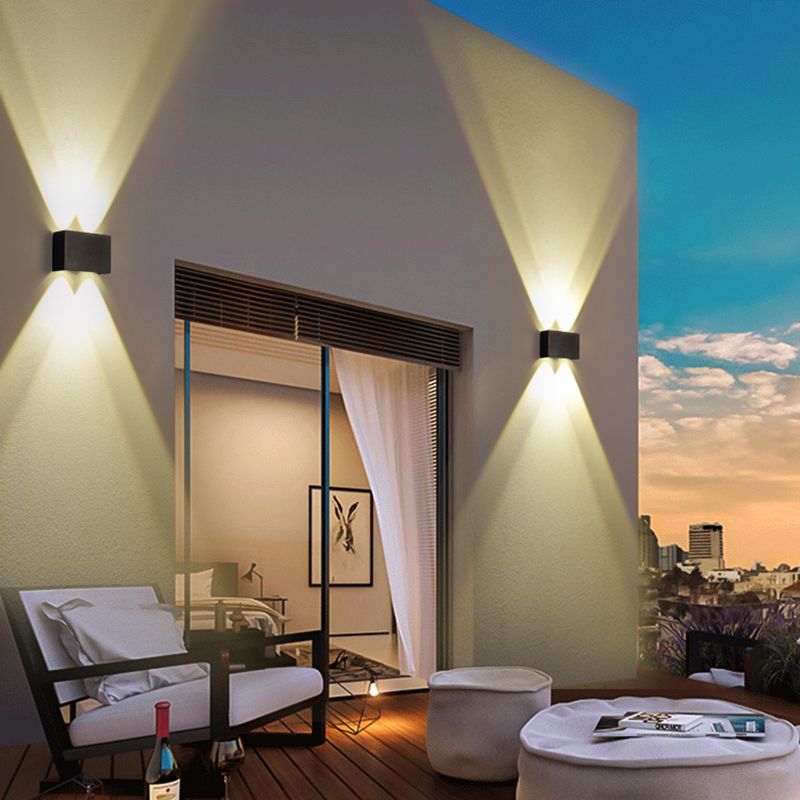Lámpara de pared LED rectangular negra en moderna luz de pared impermeable de aluminio creativo