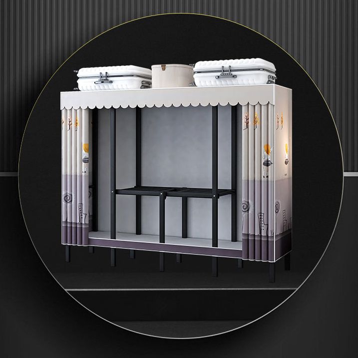 Contemporary Style Folding Wardrobe Armoire Steel Frame Wardrobe Cabinet for Home