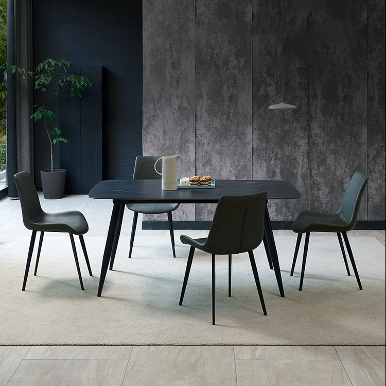 Contemporary Kitchen Dining Side Chair Leather Armless Dining Chairs
