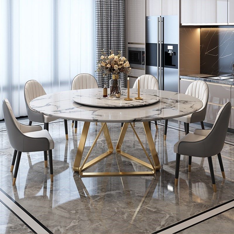 Marble Dining Table Contemporary Dining Site Table with Pedestal Base