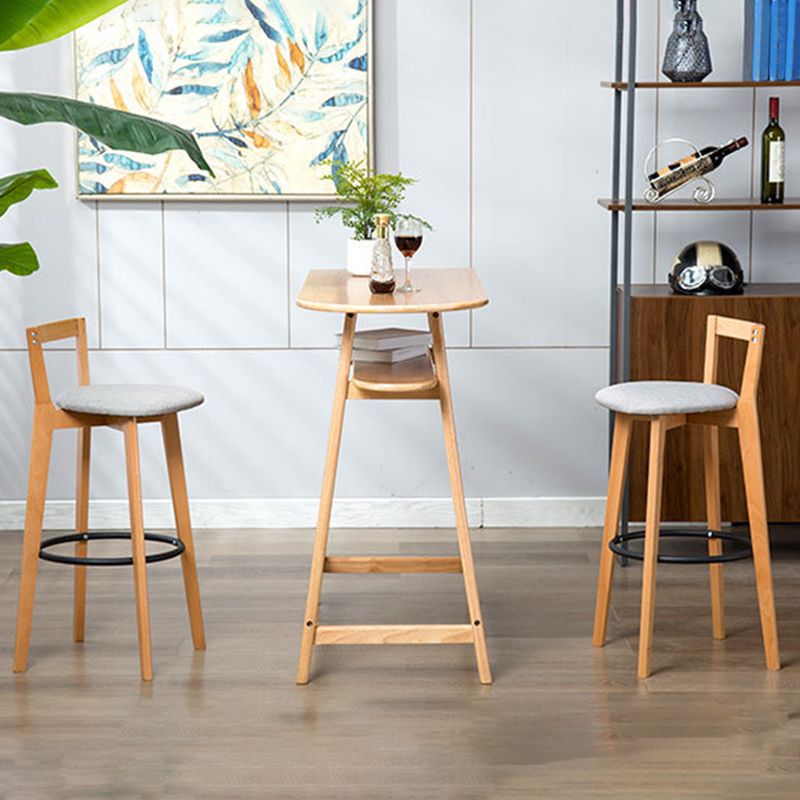 Contemporary Brown Wood Stool Faux Leather Furniture Low Back with 4 Legs