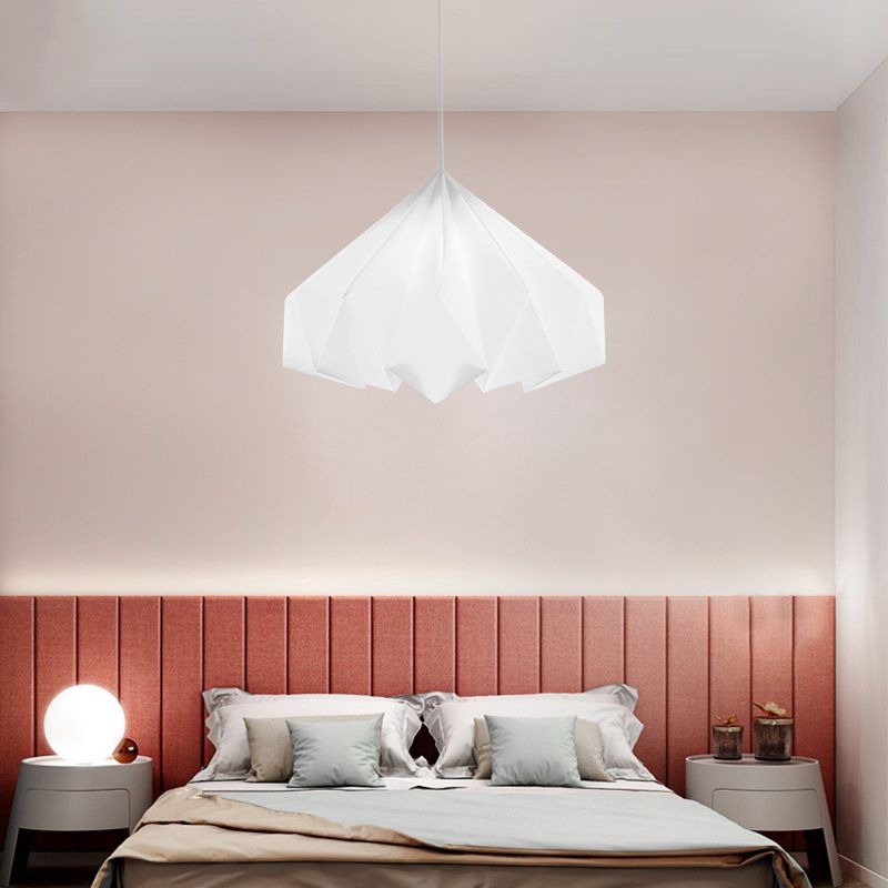 Simplicity Style Modern Hanging Light Geometry Shade White Lighting Fixture for Bedroom