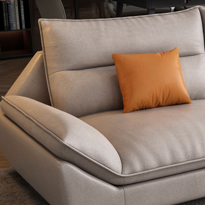 Flared Arm Beige Sectional Sofa with Chaise Pillowed Back Cushions Couch Sectional