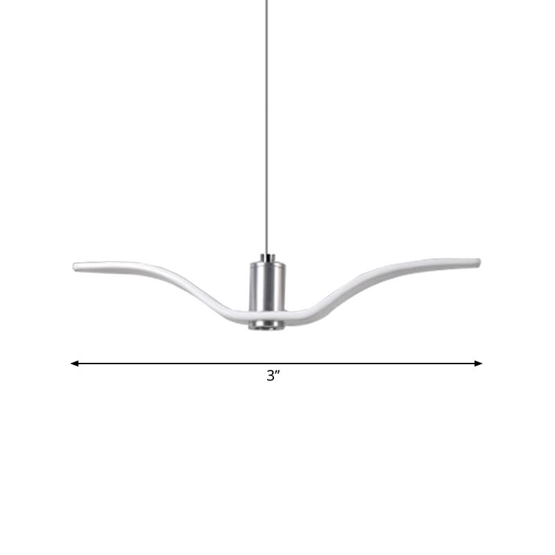 Nautical Style Seagull Shape Hanging Light Acrylic Shade LED Ceiling Pendant Lamp in White