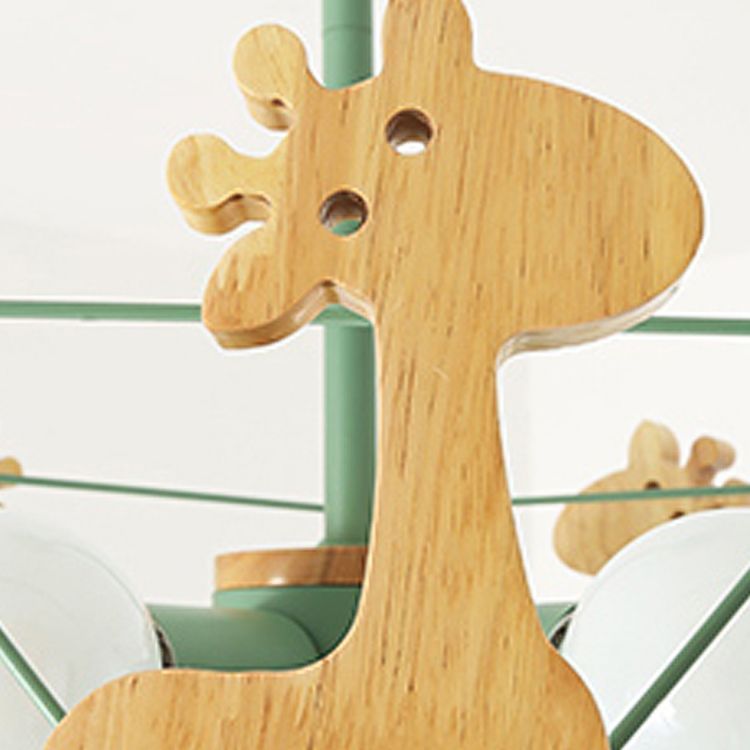 Modern Macaron Style Branch Hanging Light Wood Multi Headed Chandelier for Living Room