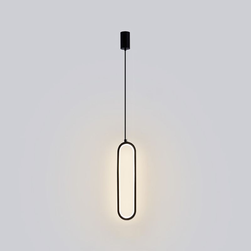 Contemporary Oval Shape Pendant Light Aluminum LED Hanging Pendant for Living Room